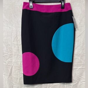 Worthington Pencil Skirt, Lined , Size 2, Polka Dot Colorblock